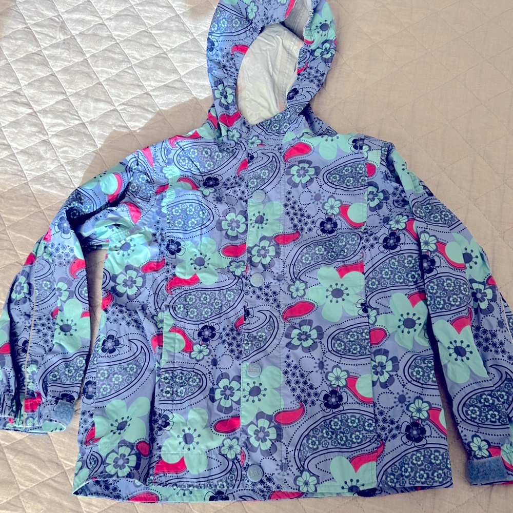 REI Toddlers Zip-up Patterned Rain Jacket- Like New